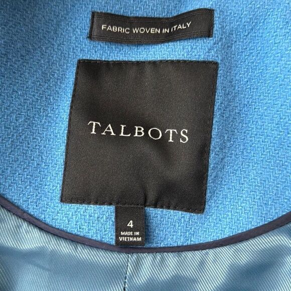 Talbots Albury wool blend faux fur hooded pea coat jacket womens size 4 blue - Picture 6 of 10
